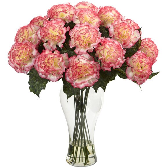 Blooming Carnation Arrangement w/Vase - SKU #1403 - 6